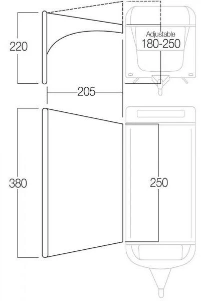 Vango AirBeam Sky Canopy For Caravan & Motorhomes 2.5M - Fixed Awning - Image 2